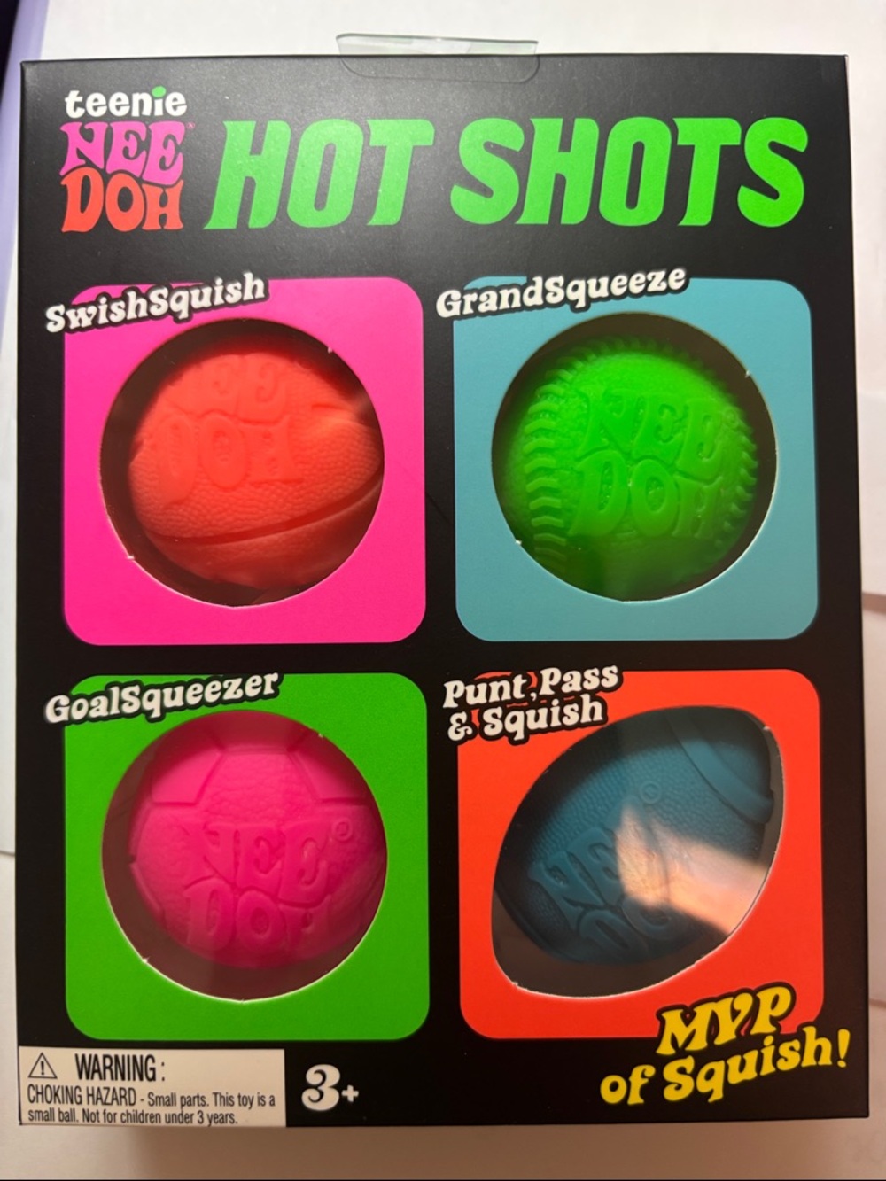 teenie NEE DOH Hot Shots Squeeze Toy Set - Pink, Orange, Green, Blue